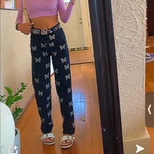 Shein butterfly jeans